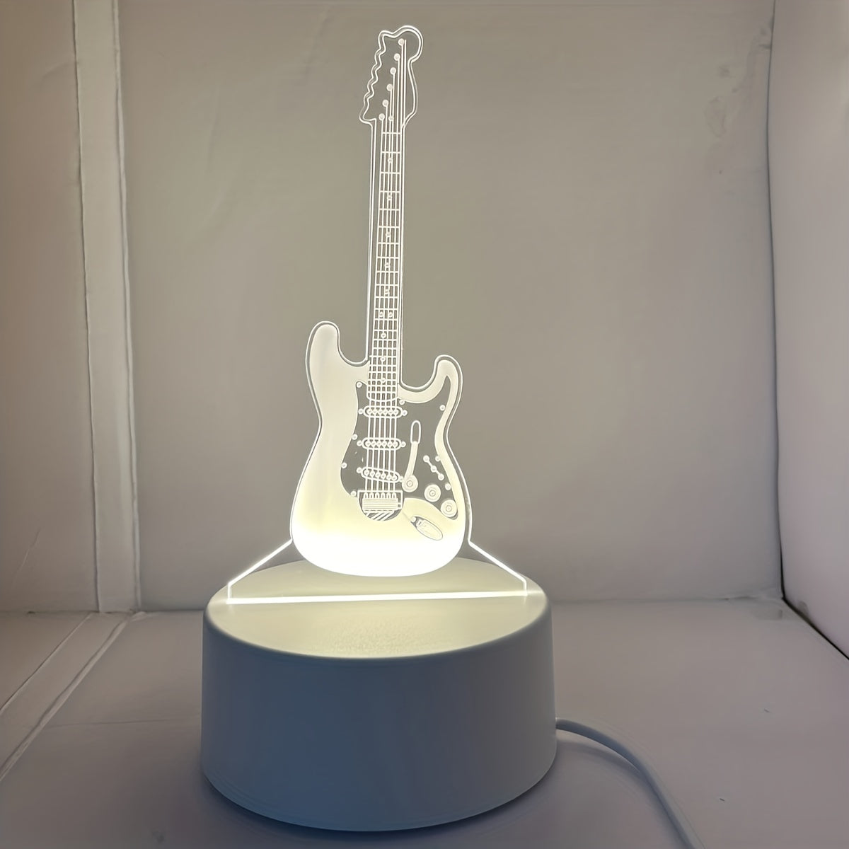 3D Guitar Night Light with Warm White Base for Room Decor and Gift