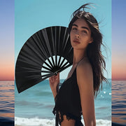 XL Folding Nylon Fan for Chinese Kung Fu Tai Chi Practice Performance Decoration Dance Holiday Party Red Black