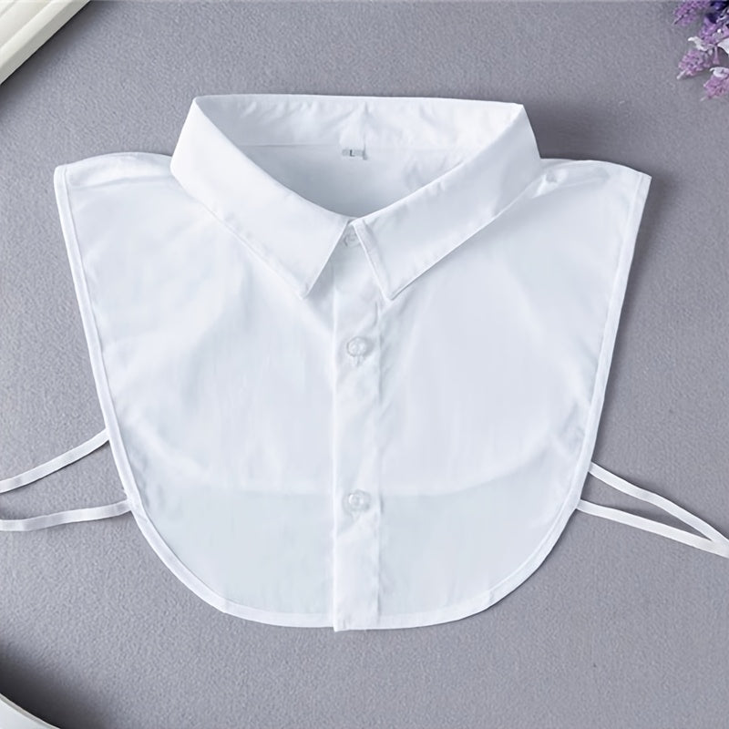 Women's Detachable Striped Collar Vest with Pointed Lapel and Anti-Slip Design in Polyester Knit