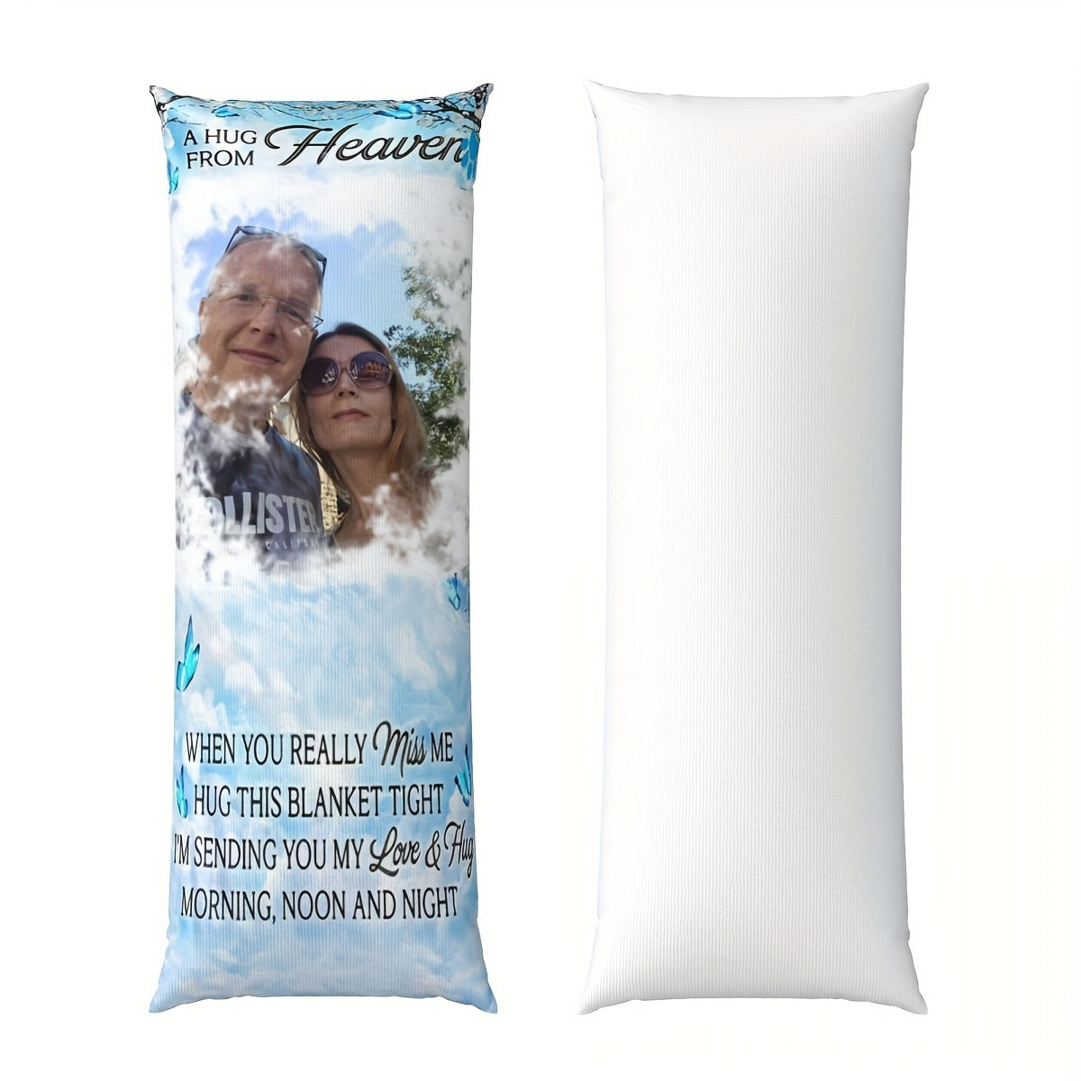 Personalizable Plush Pillow Cover 50.8x137.2 cm with "A Hug from Heaven" Design for Sofa Bedroom Living Room