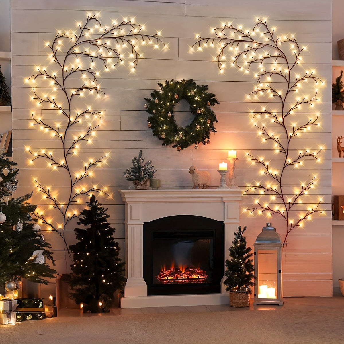 Luz de árbol de abedul blanco con 96 LEDs 8 modos para decoración del hogar, fiesta, regalo