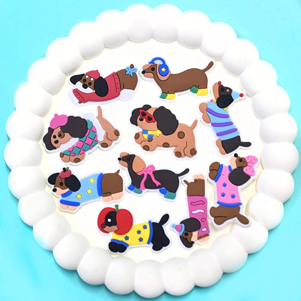 10 Pcs Plastic Dachshund Shoe Charms Dog Shoe Accessories for Sandals