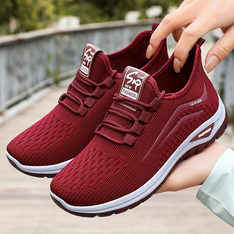Women's Mesh Lace-Up Sneakers Lightweight Breathable Running Shoes