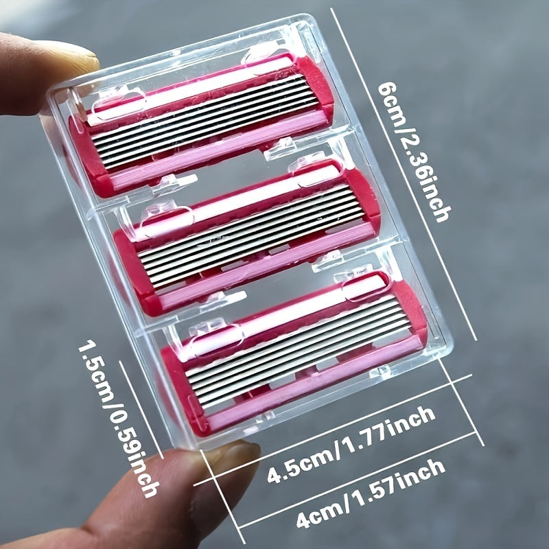 Razor manual para mujer con 3 cabezales de cuchilla acero inoxidable hipoalergénico cabeza de seguridad lavable