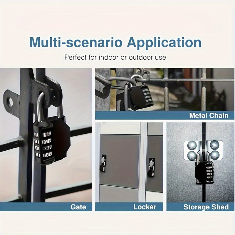 2 Pack Black Zinc Alloy 4-Digit Combination Padlocks for Lockers and Luggage