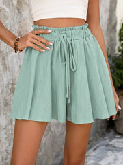 Plus Size Women's Elastic Waist Wide-Leg Shorts Casual Summer Polyester Black