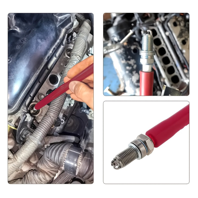 Herramienta de enchufe para bujías de coche, roja, duradera, para quitar e instalar