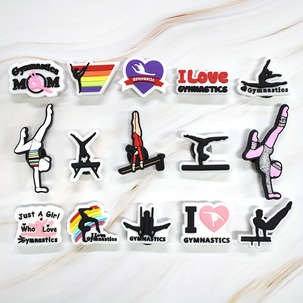 15pcs Gymnastics Shoe Charms PVC Plastic for Trampoline and Rings