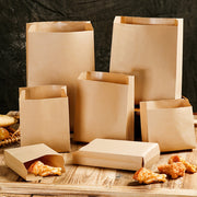 50 Disposable Brown Kraft Paper Bags Fold-Top Food and Bakery Packaging
