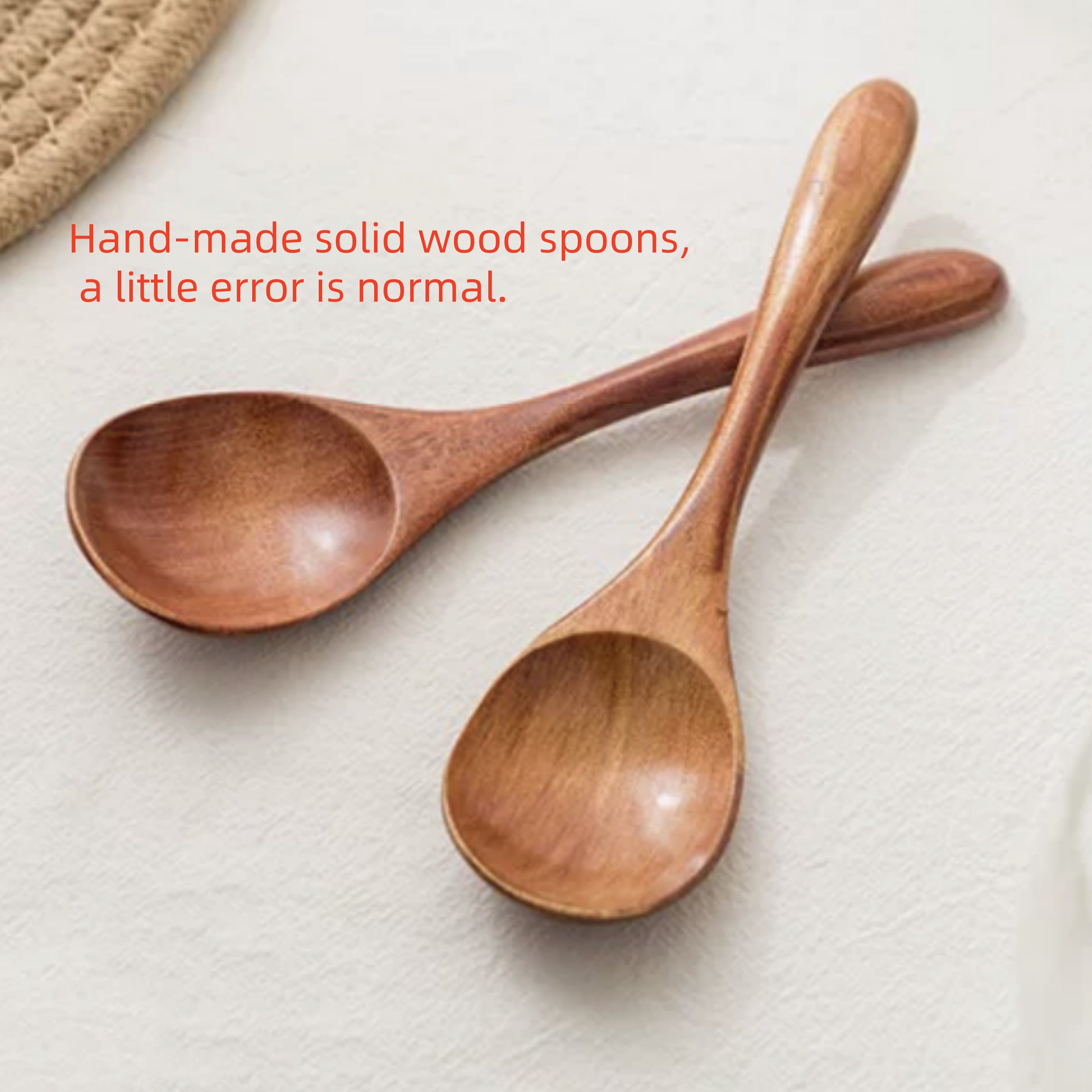 Handcrafted Solid Wood Dessert and Salad Spoon Set for Kitchen Decor