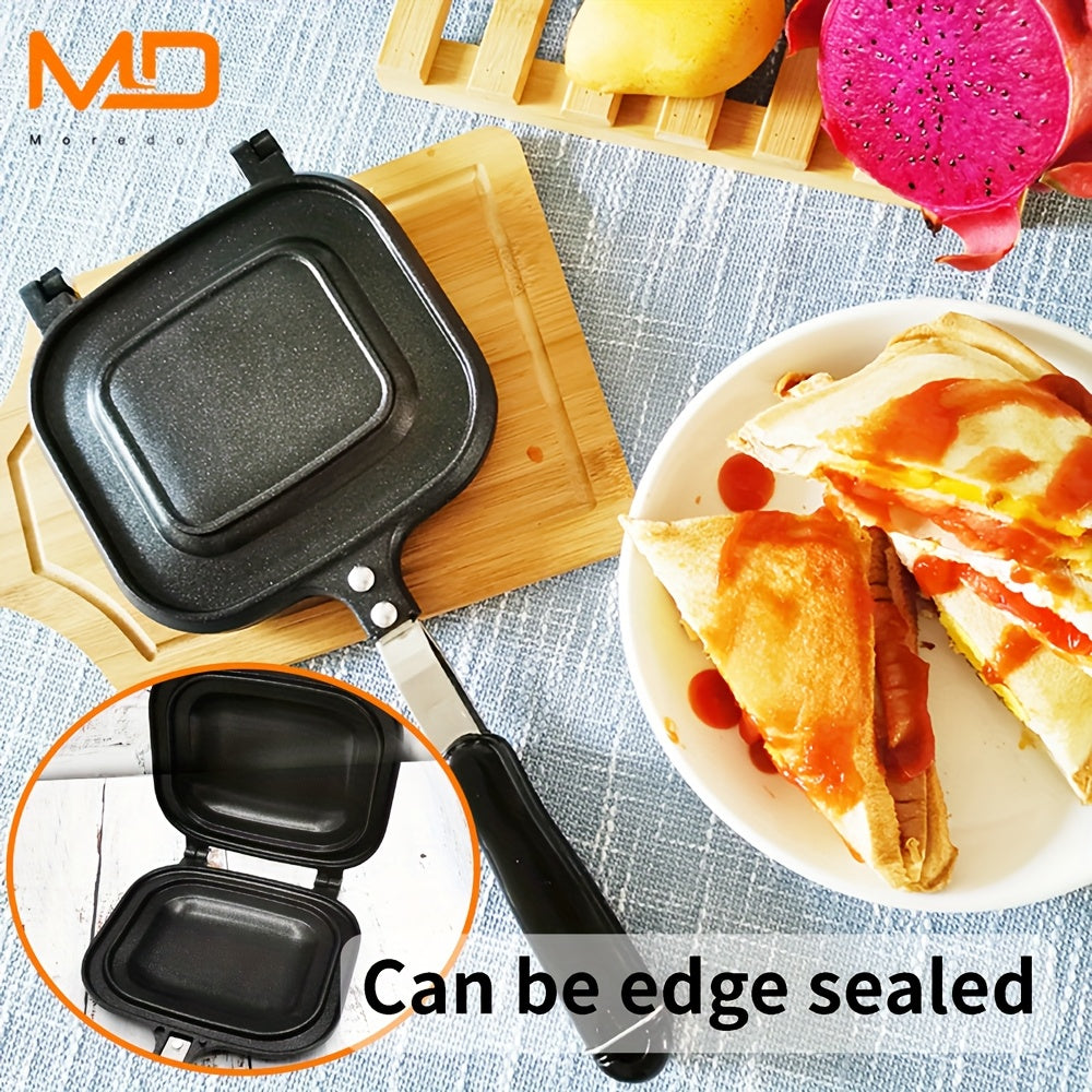 MOREDOR Non-Stick Ikki tomonlama sendvich tayyorlash qurilmasi, yopishqoq bo'lmagan, qopqog'i bilan - Qattiq nonushta, burgerlar, paninilar uchun uyda yoki tashqarida, ikki tomonlama pishirish qolip, grill uchun mos