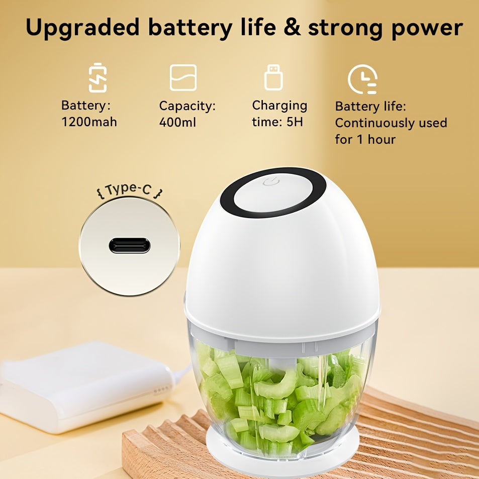 400ml USB Mini Food Processor with Rechargeable Battery and Electric Chopping