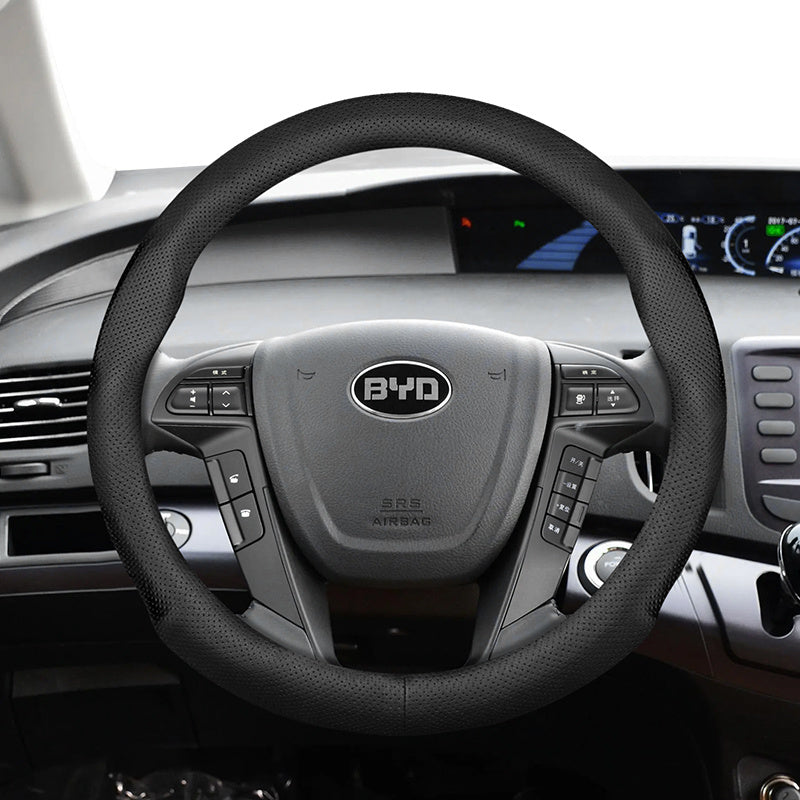 Universal avtomobil boshqaruv g'ildiragi qopqog'i nafas oladigan PU charm qora 37-38.5cm