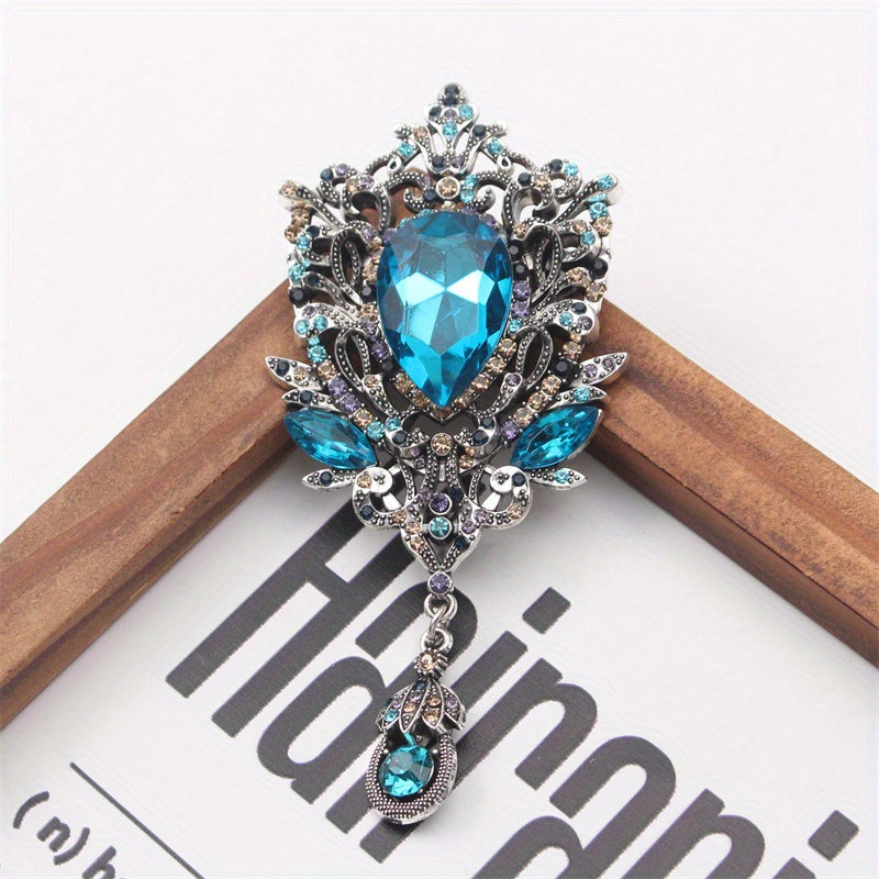 Enamel Irregular Flower Shaped Rhinestone Brooch for Women Stylish Pin Jewelry Gift