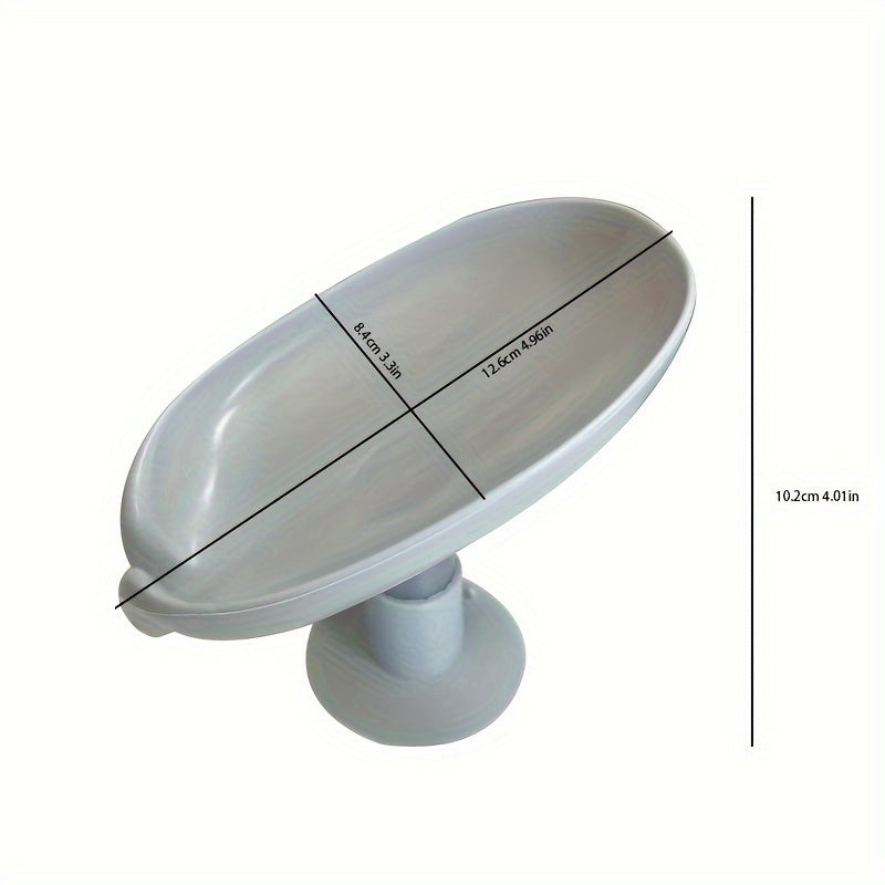 Triangle-Shaped Leaf Design Soap Dish with Suction Cup Water-Draining Bathroom Accessory