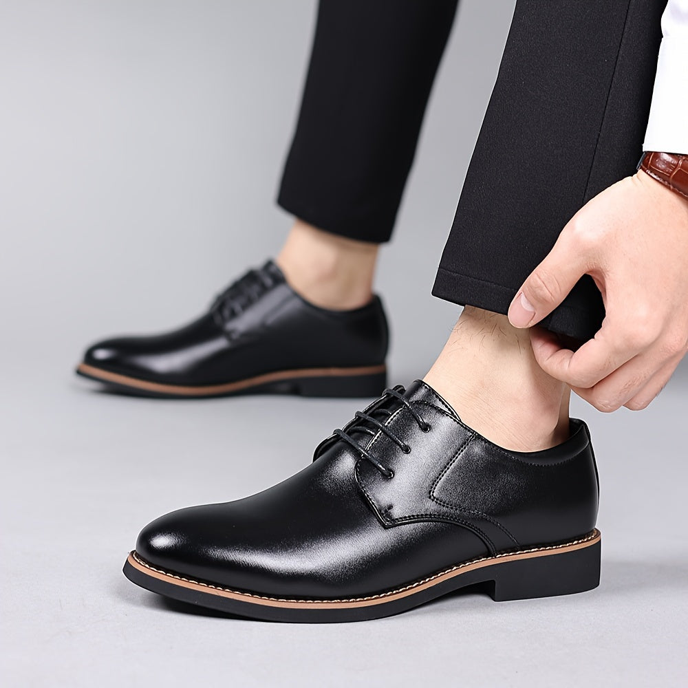 Men's Casual Leather Lace-Up Shoes for Business and Walking Durable Soft Soles