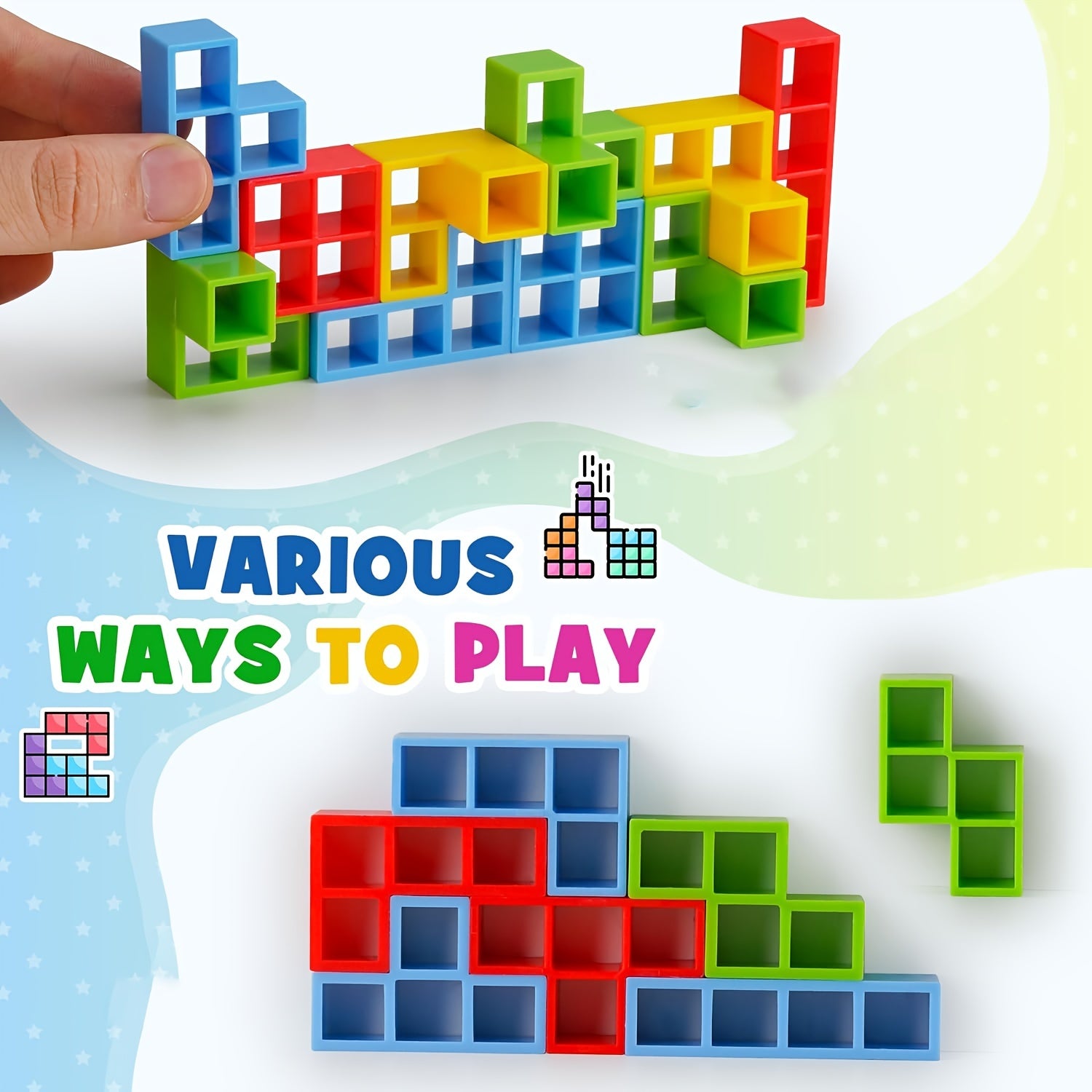 64pcs Tetra Balance Tower Game for Team Building and Party Fun