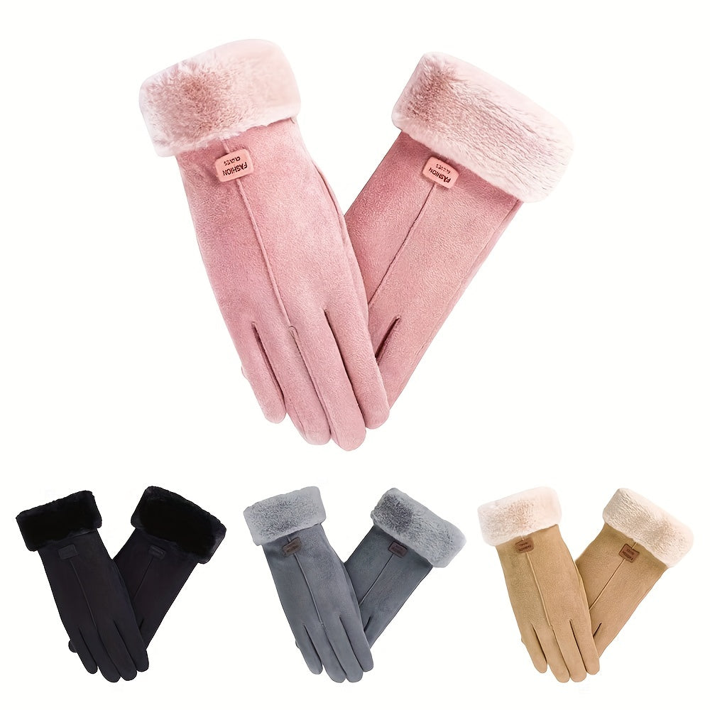 Velvet-Lined Split-Finger Gloves for Outdoor Activities and Casual Sports