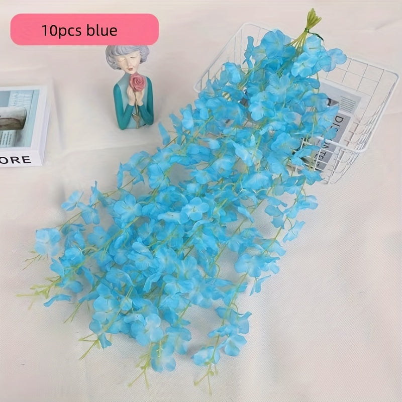 10 piezas de flores artificiales de vid púrpura para decoración de bodas y vacaciones al aire libre