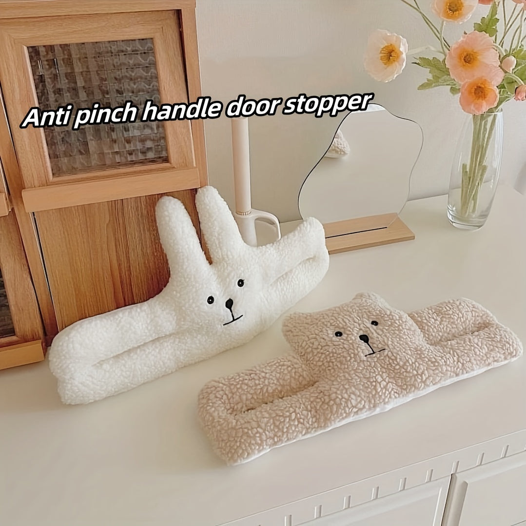 Animal-Shaped Cartoon Door Stopper Silent Windproof Clip Light Brown Ivory