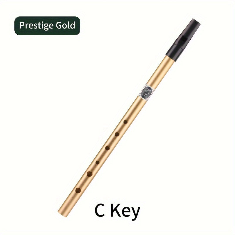Irish Whistle in C/D Key Aluminum Alloy Lacquered Black or Gold Beginner-Friendly