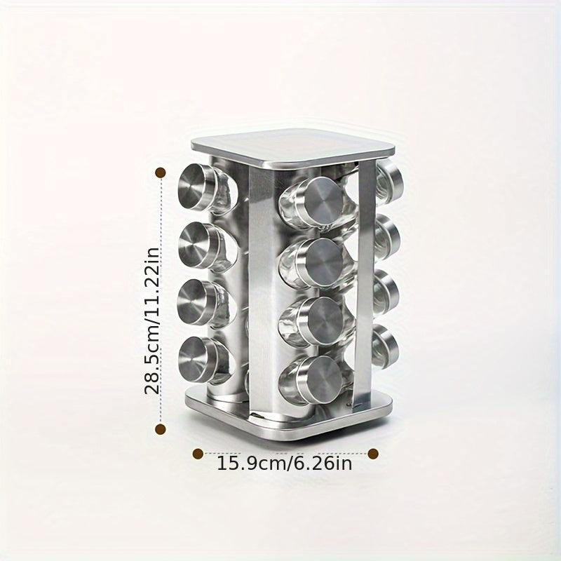 Производитель кухонных принадлежностей вращающейся подставки для специй с набором из 430 нержавеющих стальных банок для специй для хранения специй в коробке для специй