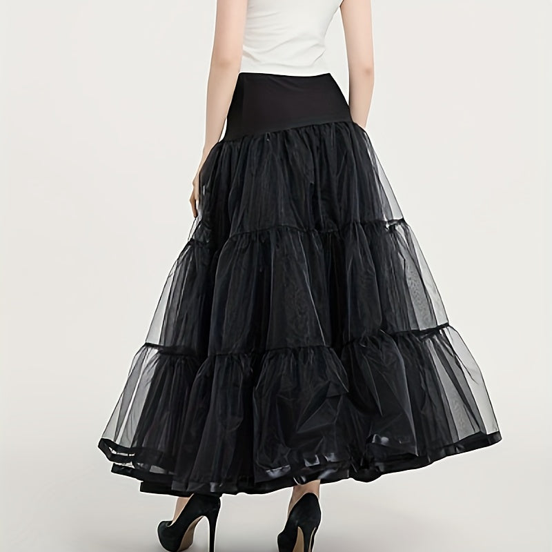 Black Tulle Petticoat for Women 90cm Length Mesh Underskirt Bridal Support for Princess Costumes