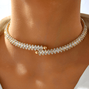 Collar de cobre con zirconia para mujer, chapado en oro de 18K, joyería elegante para ocasiones especiales