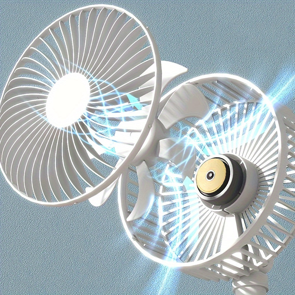 20.32cm Portable Folding USB Desk Fan with Rechargeable Battery, 4 Speeds, Adjustable Height