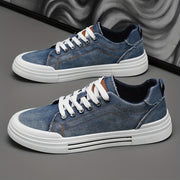 Men's Canvas Low-Top Sneakers Casual All-Season Lace-Up Solid Color
