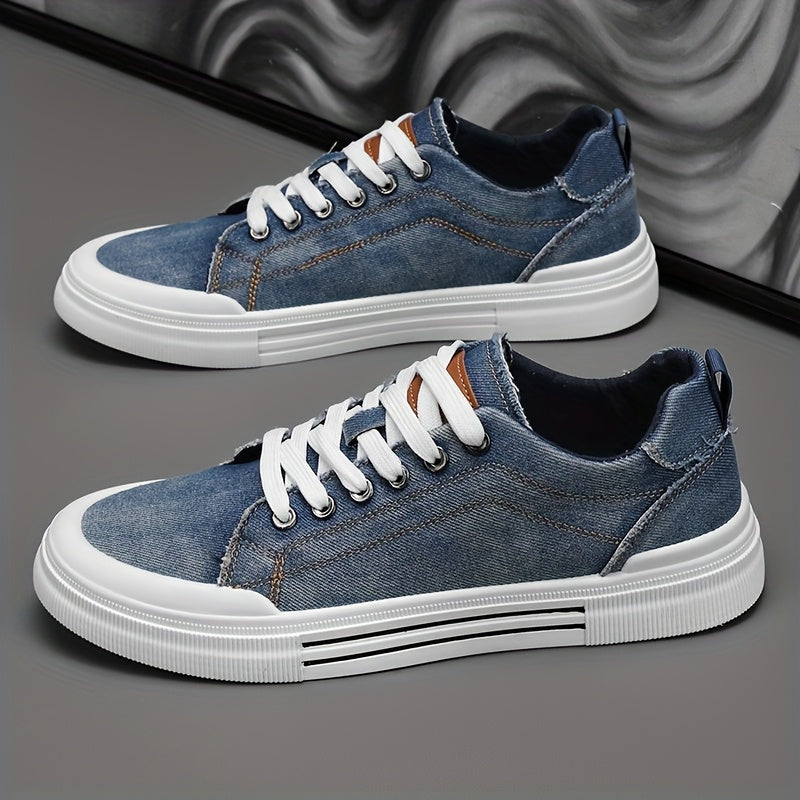 Men's Canvas Low-Top Sneakers Casual All-Season Lace-Up Solid Color