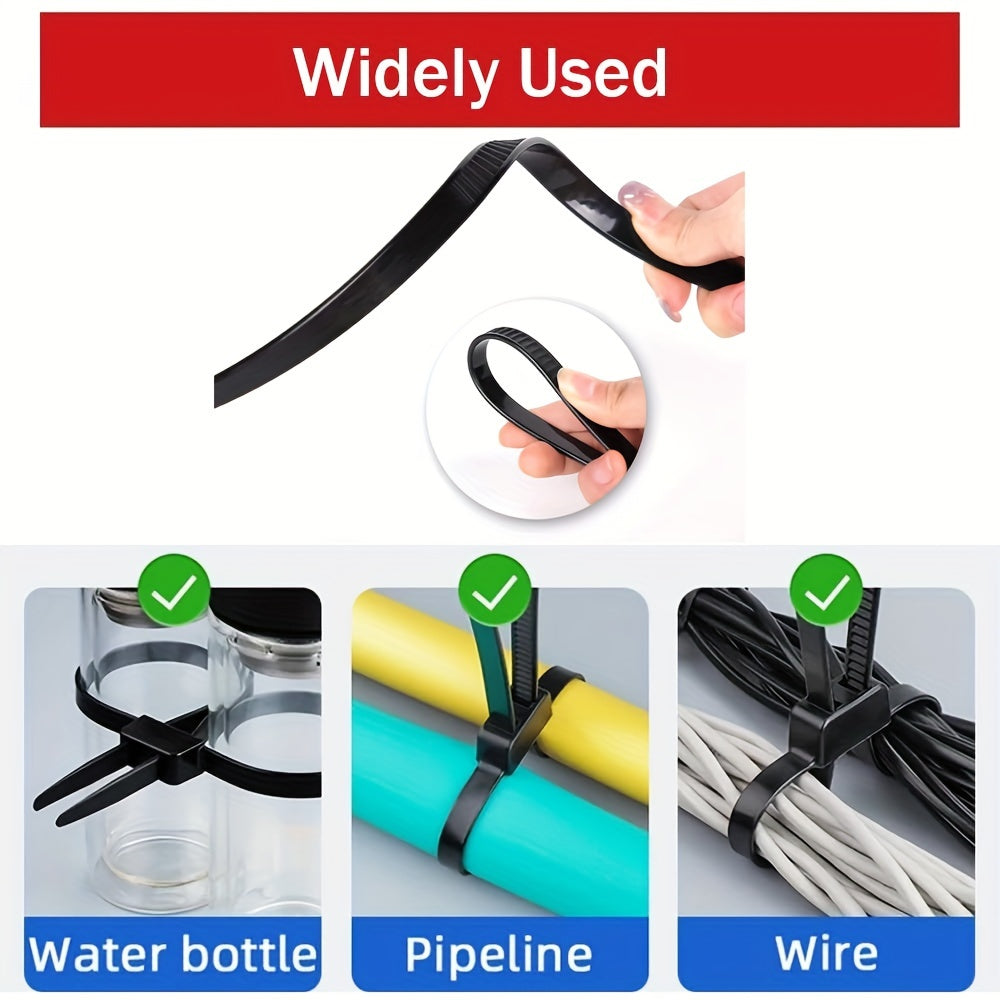 Black Nylon Zipper Ties Set 1/3/10pcs Weatherproof Non-Slip Break Resistant