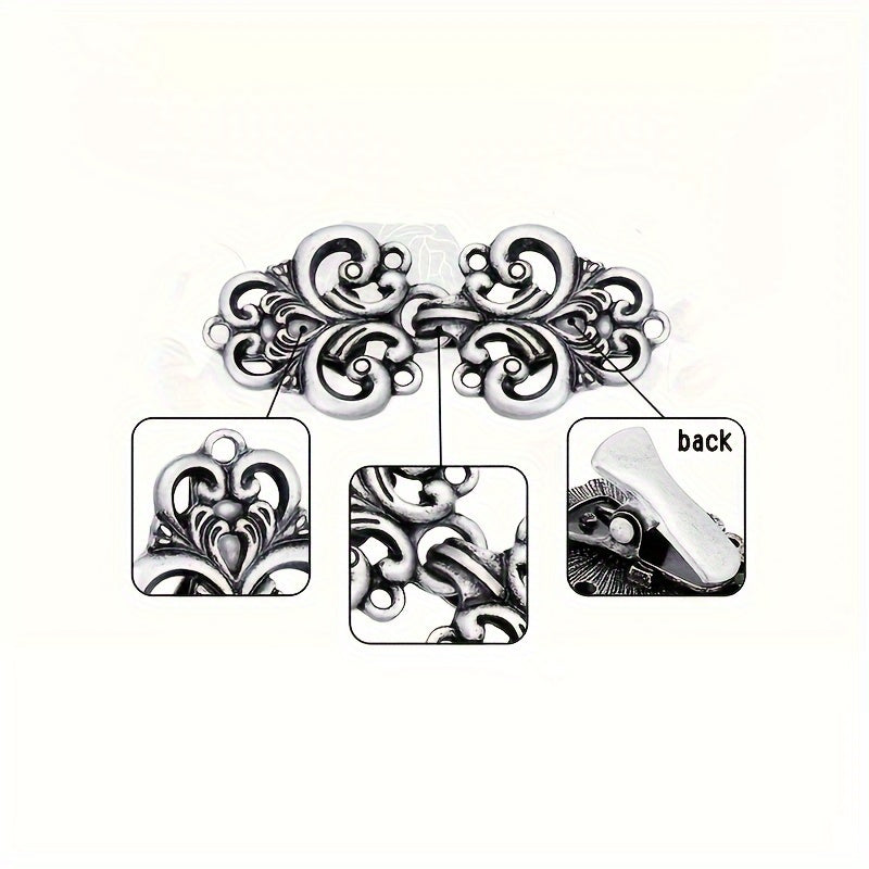 Vintage Silver Gray Sweater Clip Set for Women Cardigan and Shirt Buttons