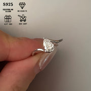 Sterling Silver Moissanite Teardrop Ring 1/2ct Pear-Shaped Engagement Wedding Jewelry