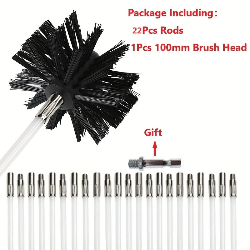 Dryer Vent Cleaning Brush Kit 26-Piece Flexible Rods Extend Up to 9.14 Meters