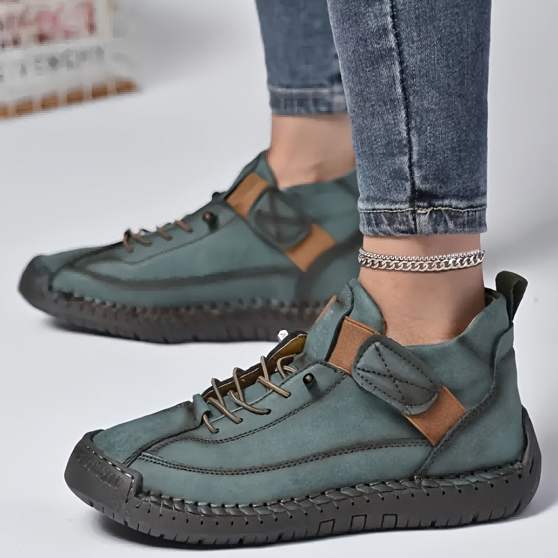 Women Retro Slip-On Ankle Boots Microfiber All-Season Casual Footwear