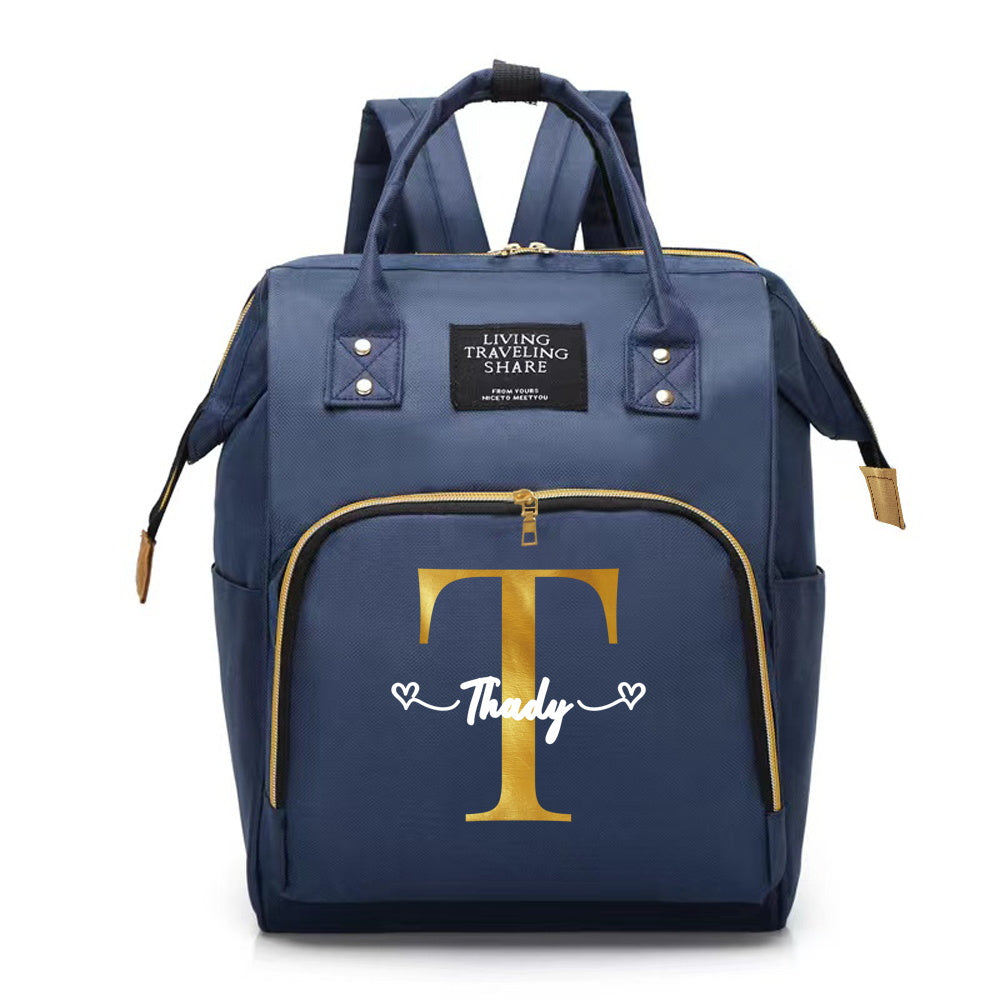 Personalized Oxford Cloth Diaper Bag with Large Capacity and Bottle Organizer