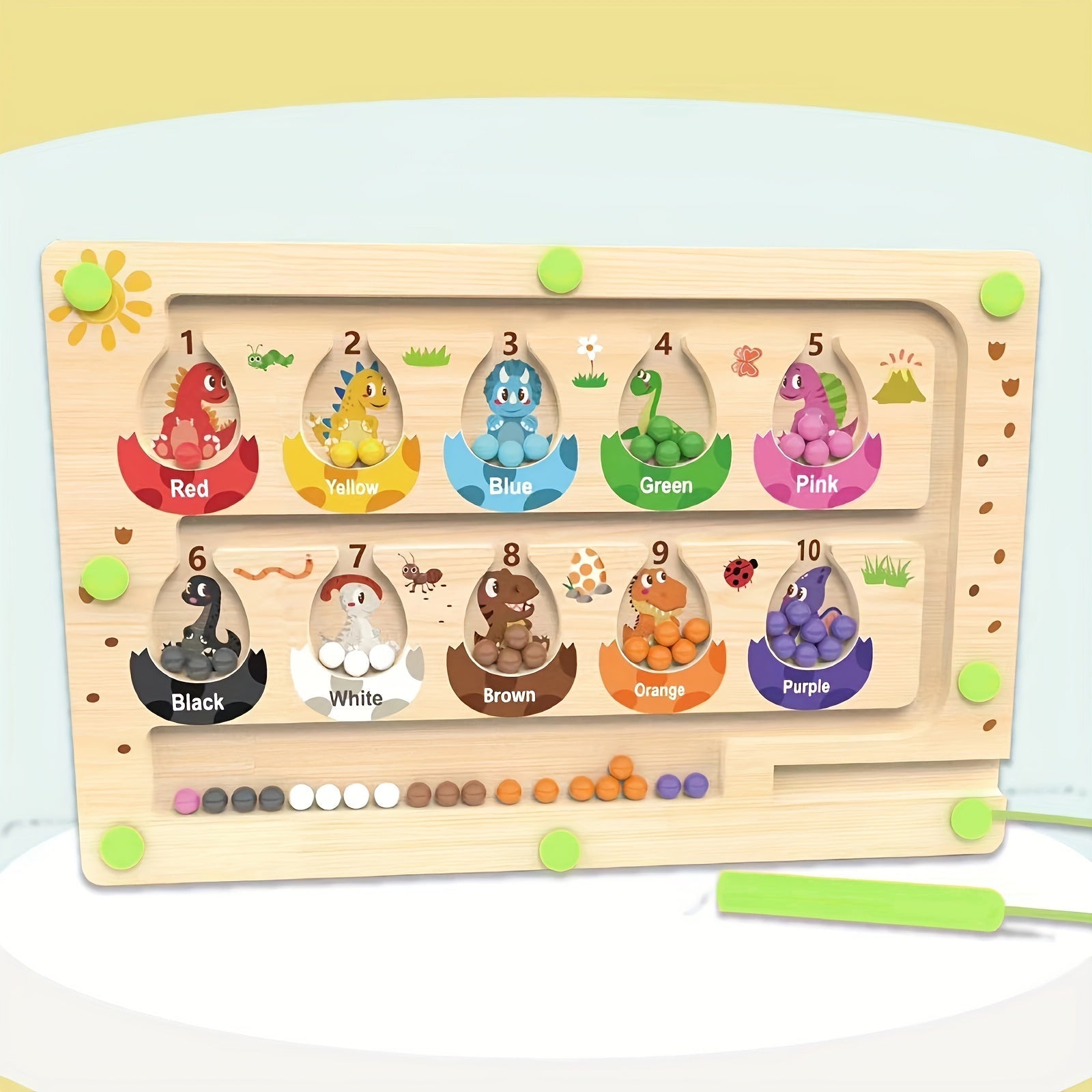 Small Wooden Dinosaur Magnetic Maze Puzzle Educational Toy for Kids Ages 3+