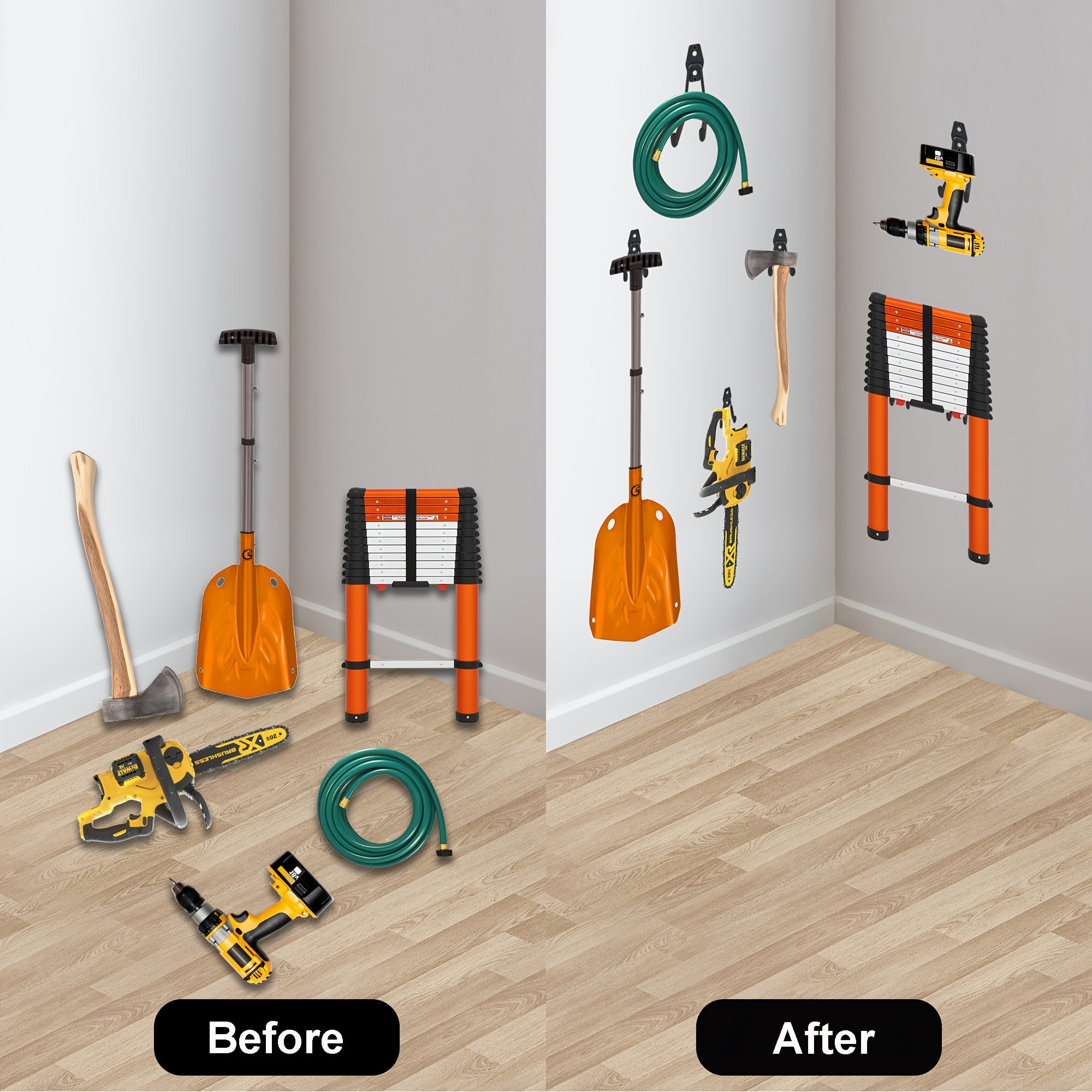 Heavy-Duty Steel Garage Hooks for Power Tools, Ladders, Bikes, and Storage