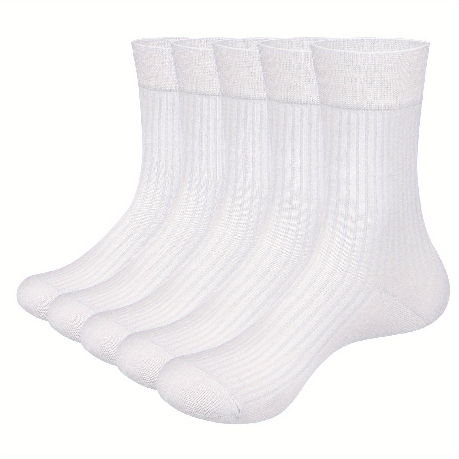 Men's Bamboo Fiber Crew Socks Pack of 5 Breathable Casual All-Season