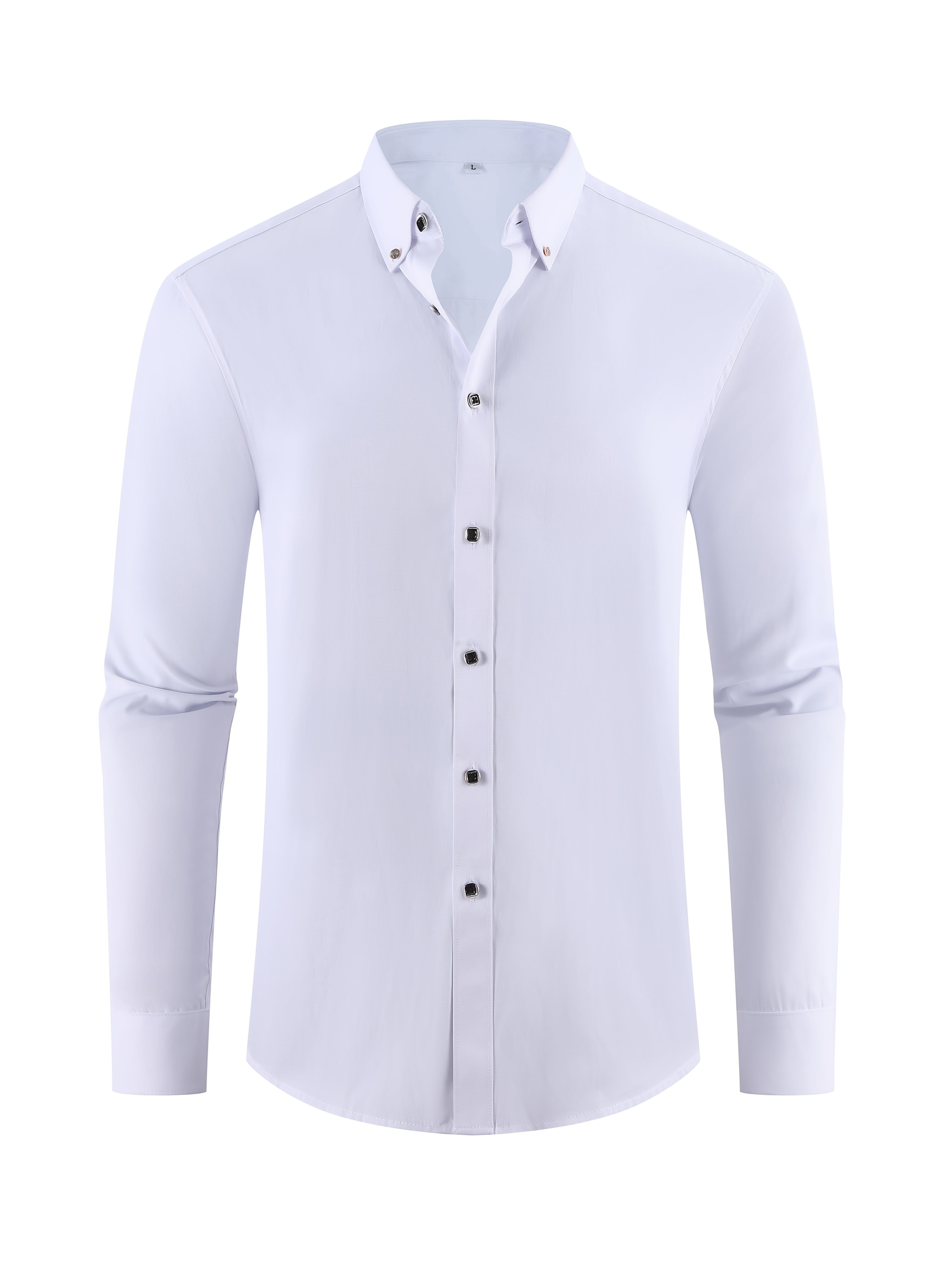 Men's Cotton Blend Short Sleeve Shirt with Lapel Collar Regular Fit Solid Color Breathable Fabric