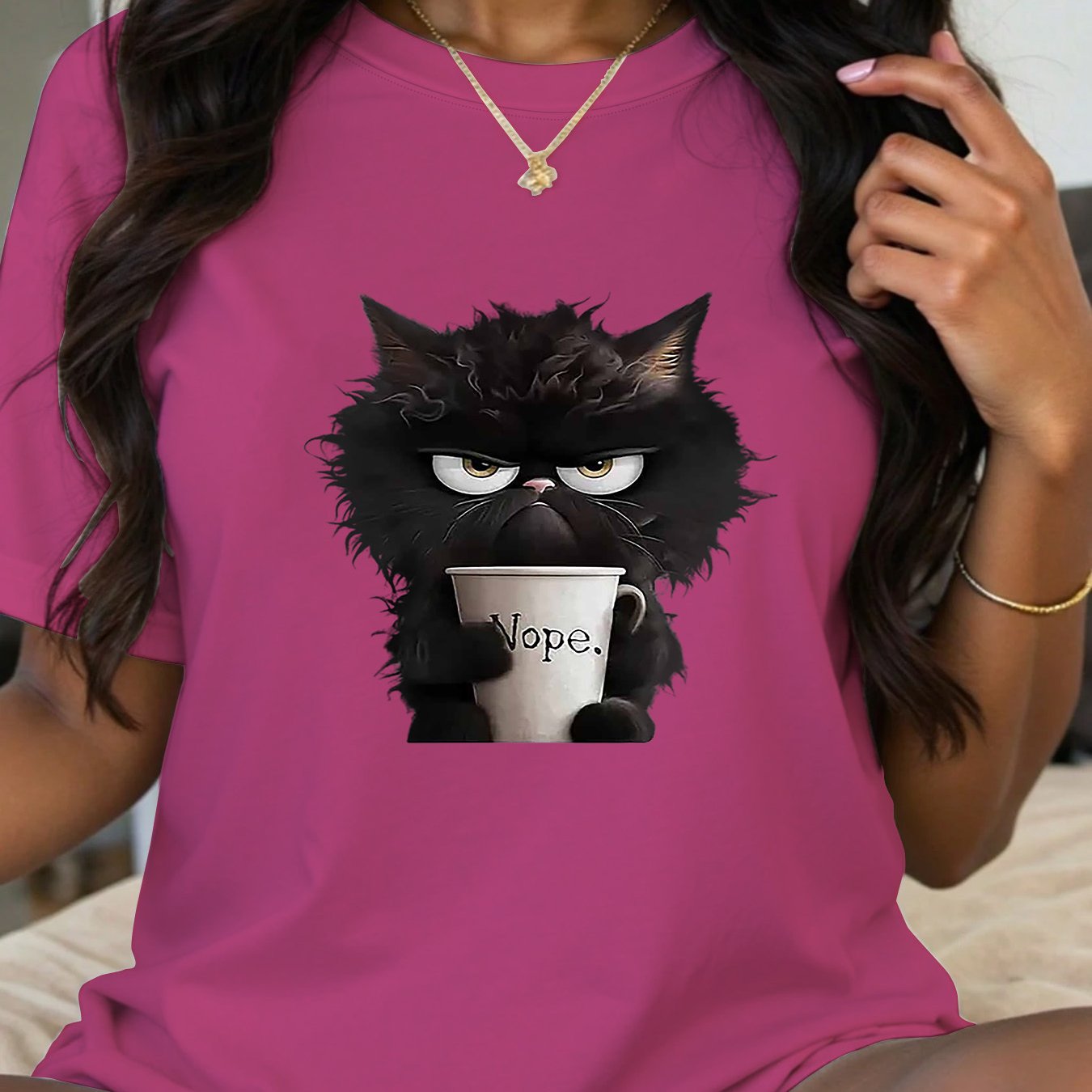 Plus Size Women's Casual Graphic T-Shirt Short Sleeve Round Neck