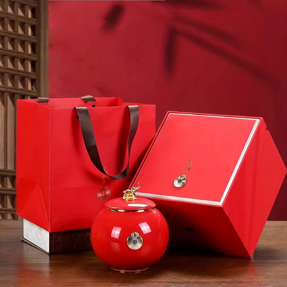 Chinese Ceramic Tea Jar Airtight Storage Canister for Coffee Beans Sugar Cereal