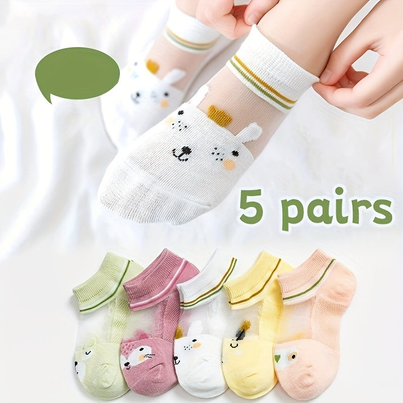 Kids Boys Ankle Socks 5 Pairs Animal Pattern Breathable Cotton Socks for Outdoor Activities