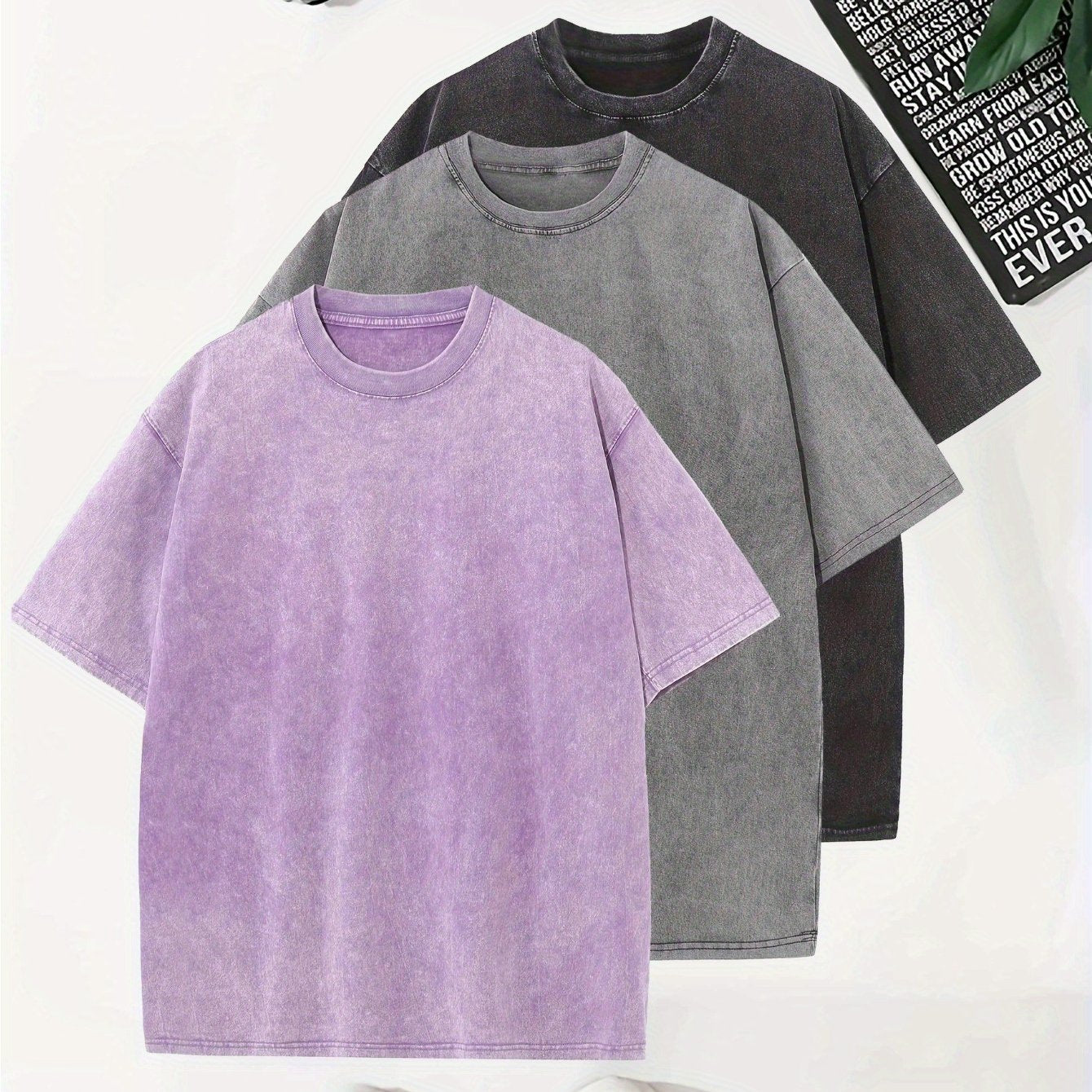 Camiseta de algodón sólida para hombre, de manga corta, con cuello redondo, para verano y uso al aire libre