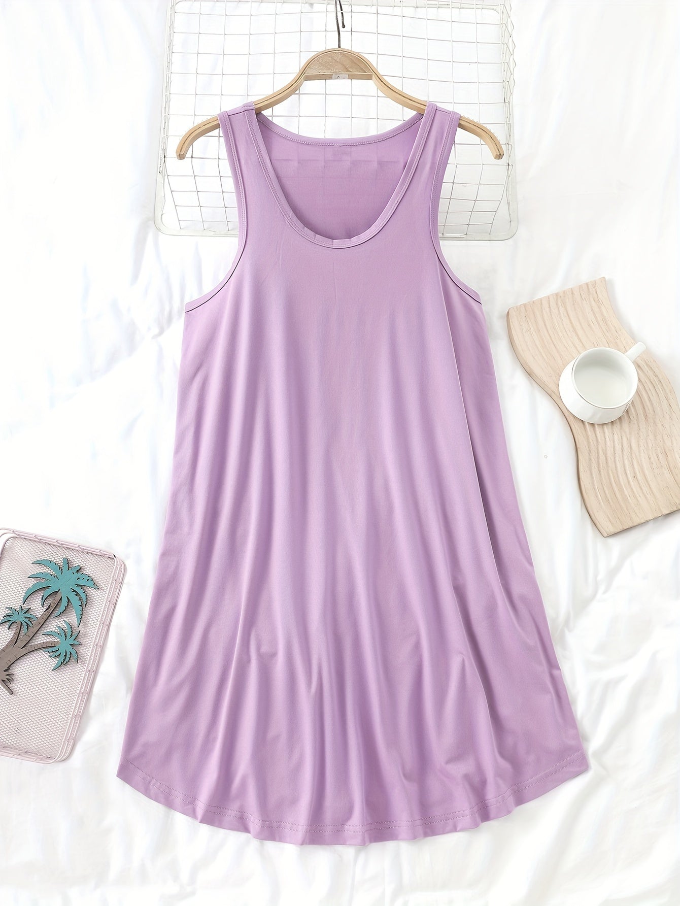 Women's Sleeveless Cotton Nightgowns 3-Pack Solid Color Sleep Dresses