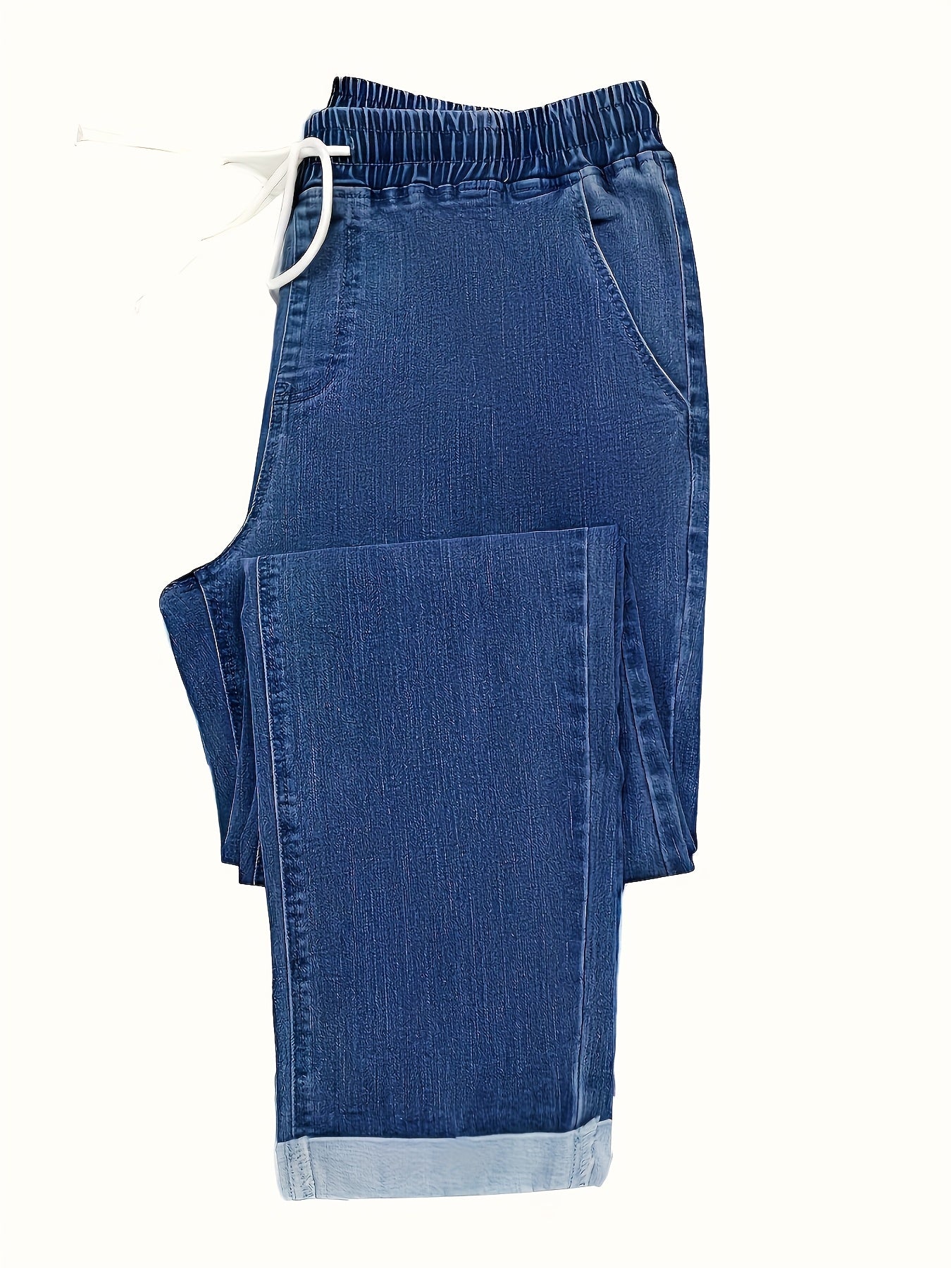 Women's High-Waisted Jeans Light Blue Stretchy Denim Casual Pants