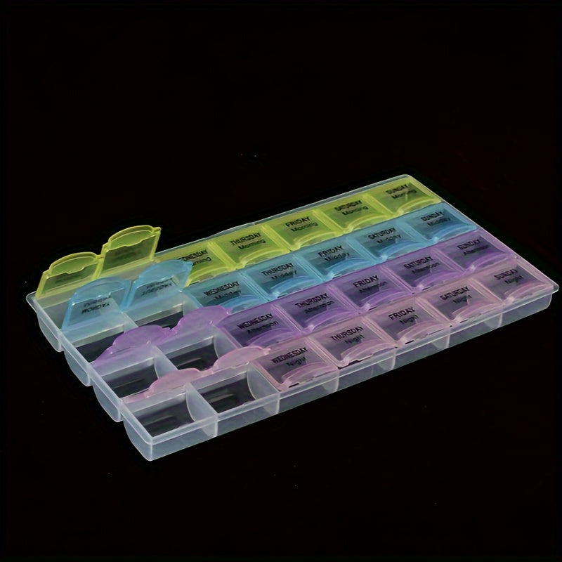 Colorful 4-Week Pill Organizer Compact 28-Compartment Medicine Box