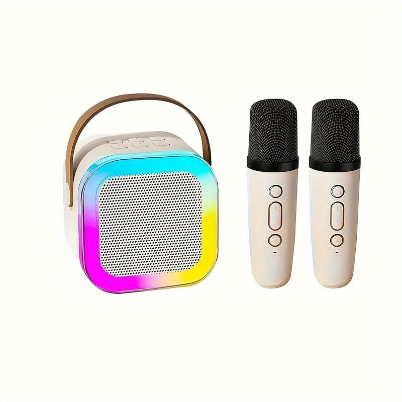Wireless Karaoke Speaker with Microphones and Dynamic Lights for Home and Outdoor Use