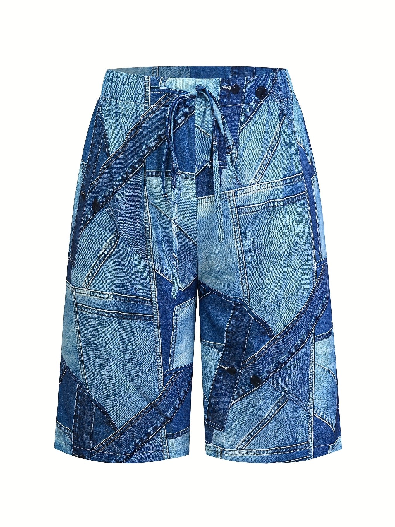 Шорты женские джинсовые с принтом, повседневные, с эластичным поясом, летние пляжные